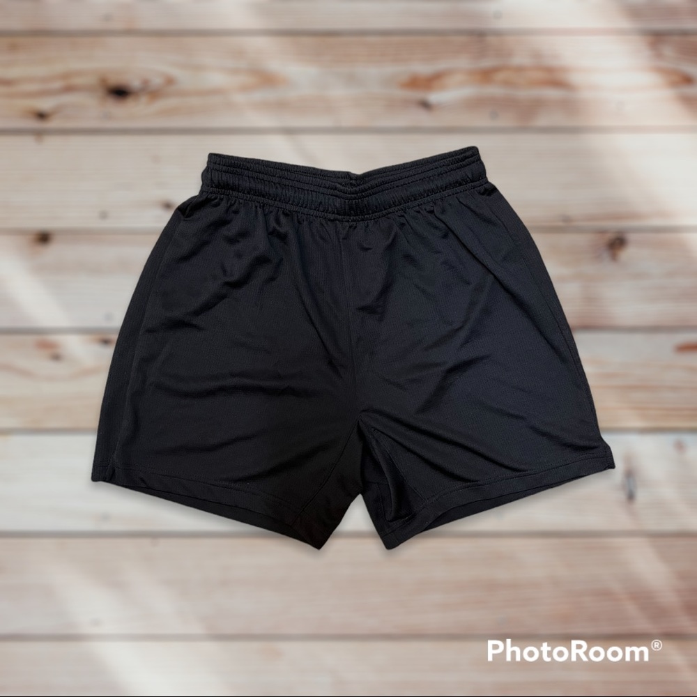 Black drawstring gym shorts